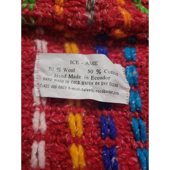 Ice - Ame Handmade in Ecuador full zip rainbow cardigan sweater wool blend Small - Picture 3 of 8